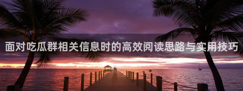 91吃瓜网页入口:面对吃瓜群相关信息时的高效阅读思路与实用技巧